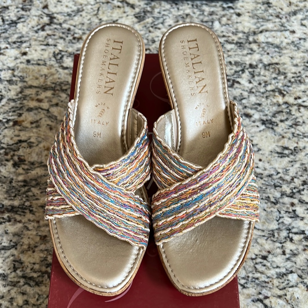 Brand new, never worn, Italian wedge sandals